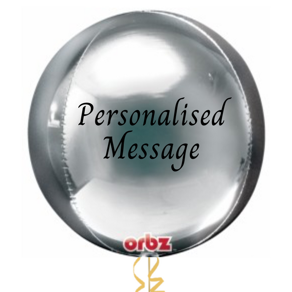 Silver Personalised Orbz Balloon