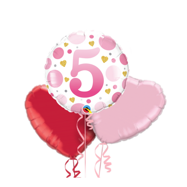 Happy Birthday Pink Polka Dot Foil Balloon Bouquet