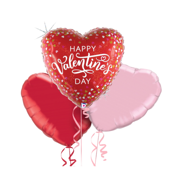 Happy Valentine's Day Confetti Love Hearts Balloon Bouquet