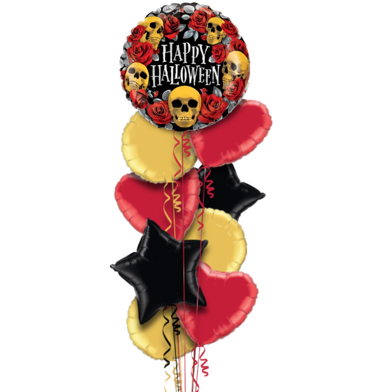 Scary Skulls with Roses Halloween Balloon Bouquet