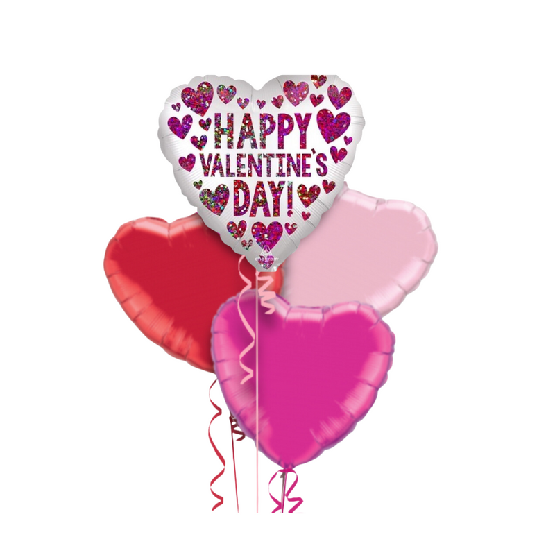 Happy Valentine's Day Sequin Hearts Balloon Bouquet