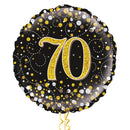 Happy 70th Birthday Black and Gold Balloon Bouquet