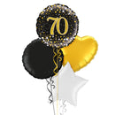 Happy 70th Birthday Black and Gold Balloon Bouquet