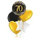 Happy 70th Birthday Black and Gold Balloon Bouquet