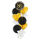 Happy 80th Birthday Black and Gold Holographic Balloon Bouquet