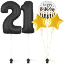 Bold Black 21st Birthday Balloon Bouquet Set