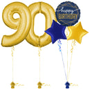 Gold 90th Birthday Balloon Bouquet Set