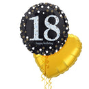 Happy 18th Birthday Black and Silver Holographic Balloon Bouquet