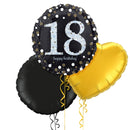 Happy 18th Birthday Black and Silver Holographic Balloon Bouquet