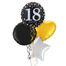 Happy 18th Birthday Black and Silver Holographic Balloon Bouquet