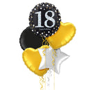 Happy 18th Birthday Black and Silver Holographic Balloon Bouquet