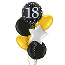Happy 18th Birthday Black and Silver Holographic Balloon Bouquet