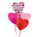 Happy Valentine's Day Sequin Hearts Balloon Bouquet