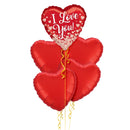 I Love You Confetti Hearts Balloon Bouquet