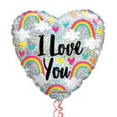 I Love You Rainbow Themed Balloon Bouquet