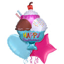 Ice Cream Bowl Happy Birthday Foil Balloon Bouquet