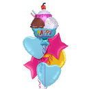 Ice Cream Bowl Happy Birthday Foil Balloon Bouquet
