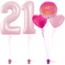 Pastel Pink 21st Birthday Balloon Bouquet Set