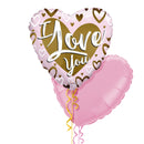 Pink and Gold I Love You Balloon Bouquet