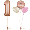 Rose Gold 1st Birthday Balloon Bouquet Set