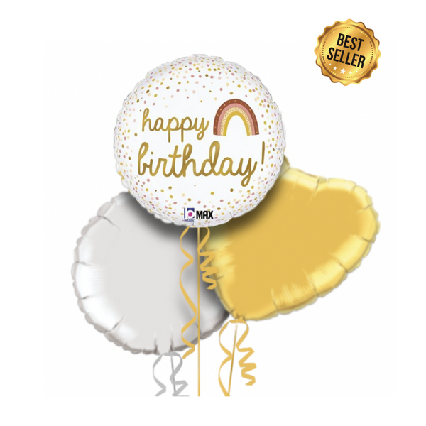 Golden Birthday Rainbow Balloon Bouquet