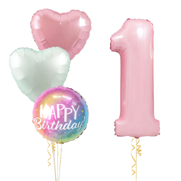 Pale Pink Dreamy Birthday Set Foil Balloons (one number)
