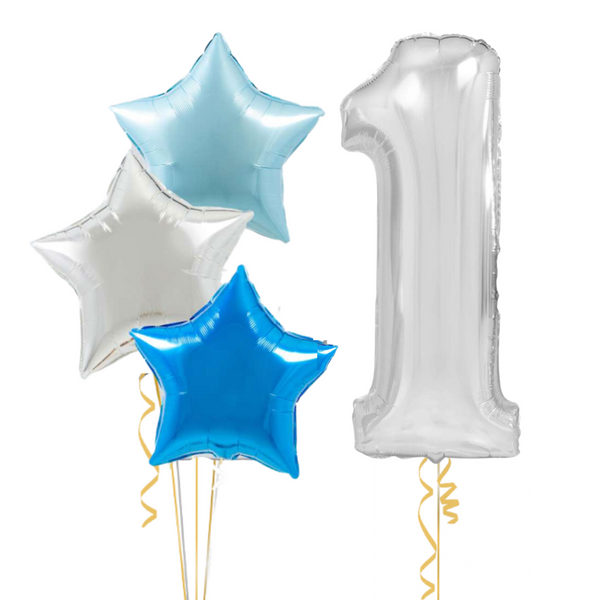 Silver and Blue Set Foil Balloons (one number)