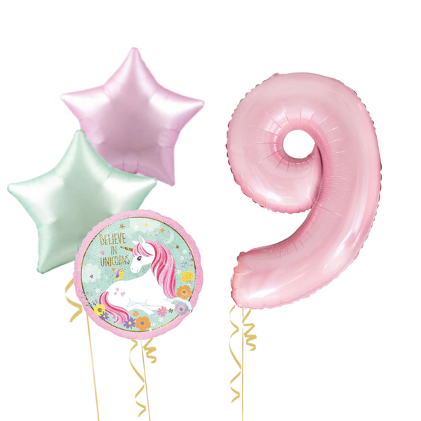 Unicorn Birthday Balloons Set (one number)