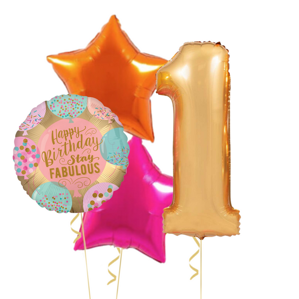 Stay Fabulous Happy Birthday Balloons Set (one number)