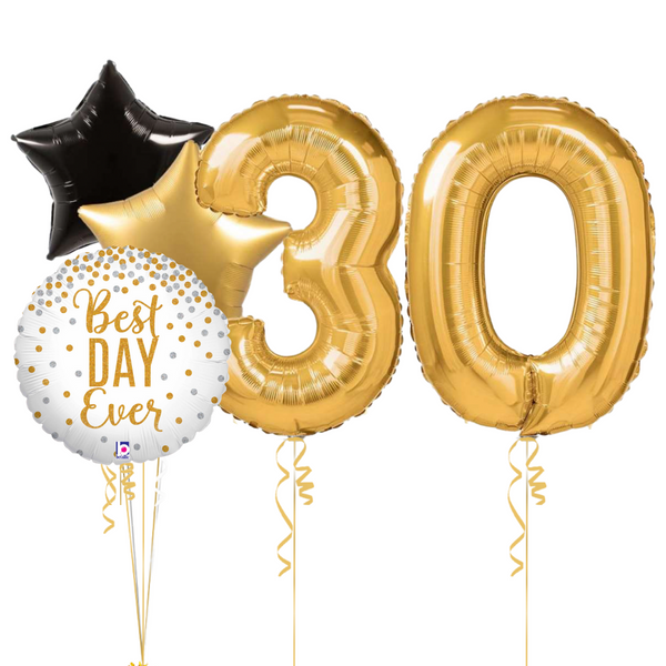 Best Day Ever Gold Birthday Set Foil Balloons (two numbers)