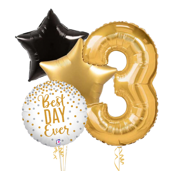 Best Day Ever Gold Birthday Set Foil Balloons (one number)
