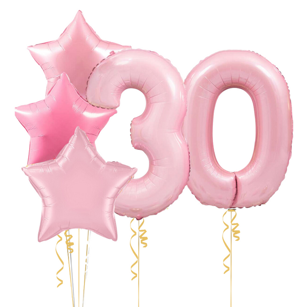 Pale Pink Magic Gold Birthday Set Foil Balloons (two numbers)