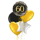 Happy 60th Birthday Black and Gold Balloon Bouquet