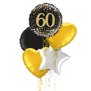 Happy 60th Birthday Black and Gold Balloon Bouquet