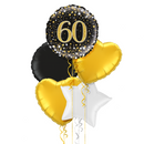 Happy 60th Birthday Black and Gold Balloon Bouquet