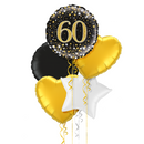 Happy 60th Birthday Black and Gold Balloon Bouquet
