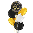 Happy 60th Birthday Black and Gold Balloon Bouquet