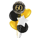 Happy 60th Birthday Black and Gold Balloon Bouquet