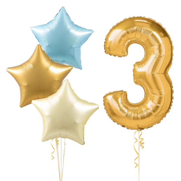 Gold and Pastels Birthday Set Foil Balloons (one number)