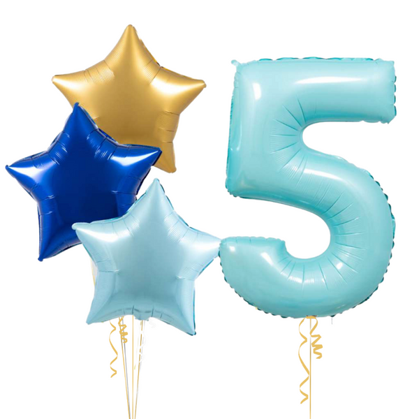 Blue Mix Birthday Set Foil Balloons (one number)