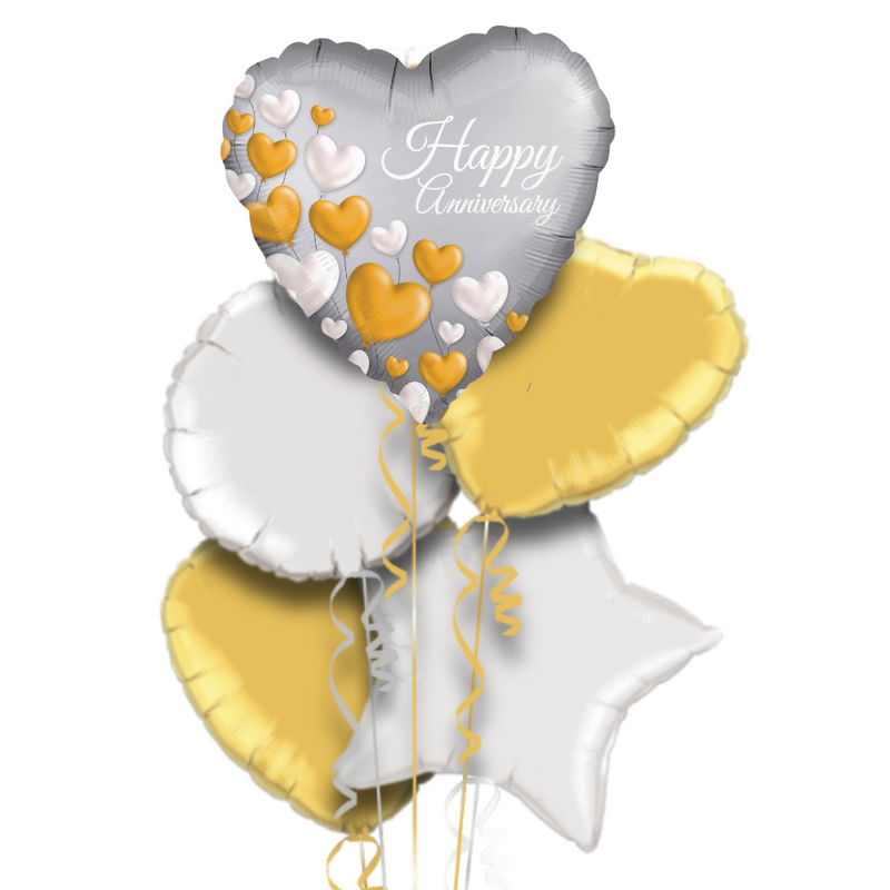 Silver and Gold Anniversary Balloon Bouquet
