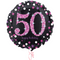 Happy 50th Birthday Pink & Gold Holographic Balloon Bouquet