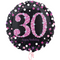 Happy 30th Birthday Pink & Black Holographic Balloon Bouquet