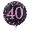 Happy 40th Birthday Pink & Black Holographic Balloon Bouquet