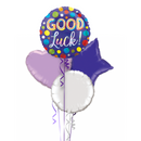 Good Luck Purple and Colourful Dots Foil Balloon Bouquet