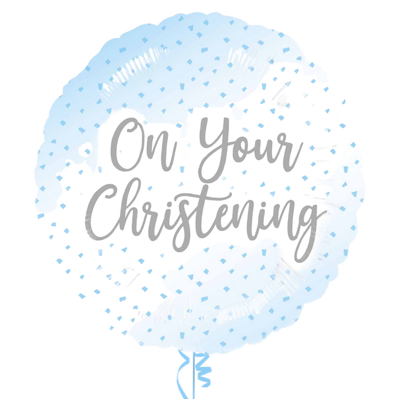 On Your Christening Blue Foil Balloon Bouquet