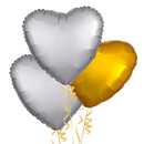 Silver and Gold Hearts Balloon Bouquet