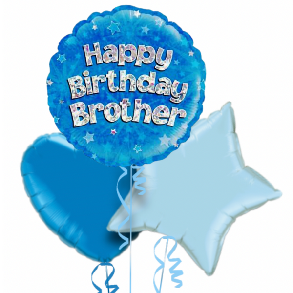 Happy Birthday Brother Blue Foil Balloon Bouquet