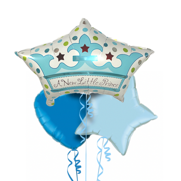 New Little Baby Prince in Blue Foil Balloon Bouquet