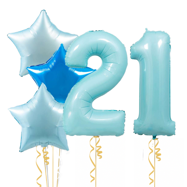 Pale Blue Birthday Set Foil Balloons (two numbers)